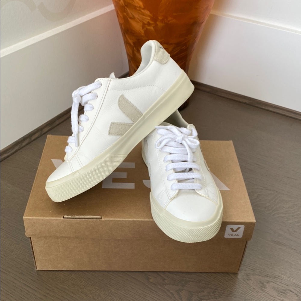 Veja Women's White and Tan Sneakers